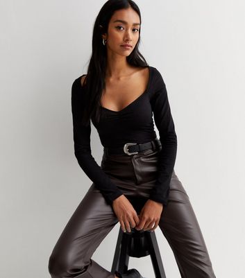 Black Sweetheart Neck Long Sleeve Bodysuit