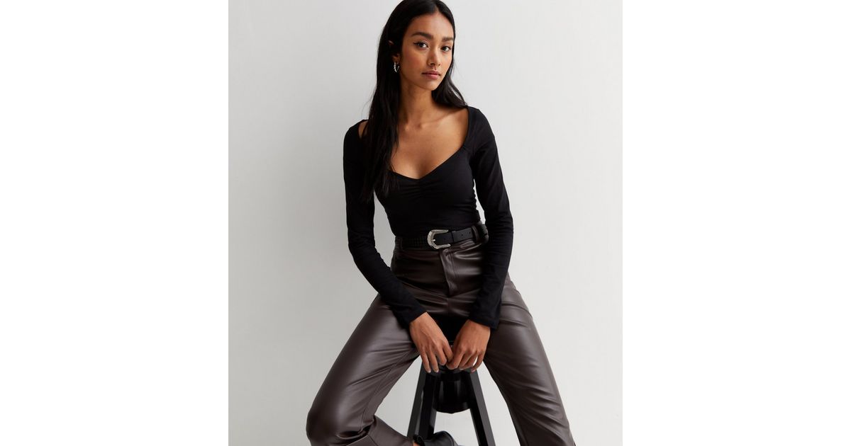 Black Round Neck Long Sleeve Bodysuit – AX Paris
