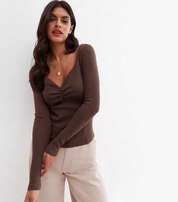 Brown V-Neck high quality Top