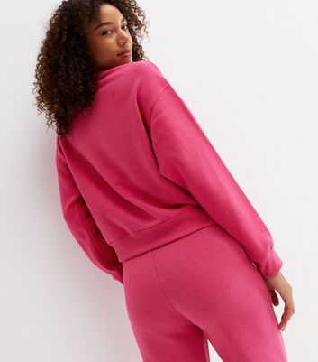 Bright pink crew neck sweatshirt Clearance