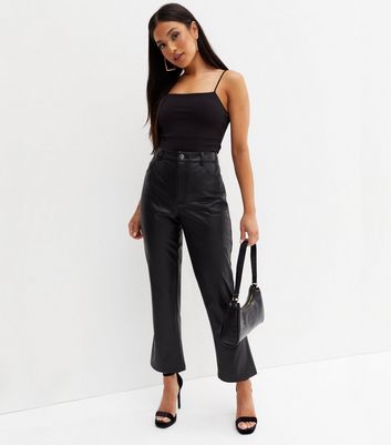Black Leather Look Skinny Fit Trousers