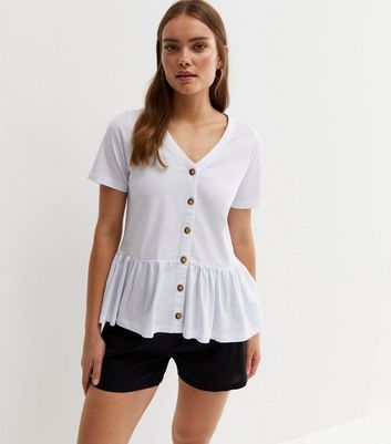 Button front peplum store top