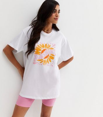 White Sunshine Logo Oversized T-Shirt 