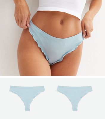 ONLY 2 Pack Pale Blue Seamless Frill Thongs