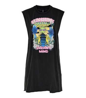 ONLY Black Sunshine Logo Mini T-Shirt Dress