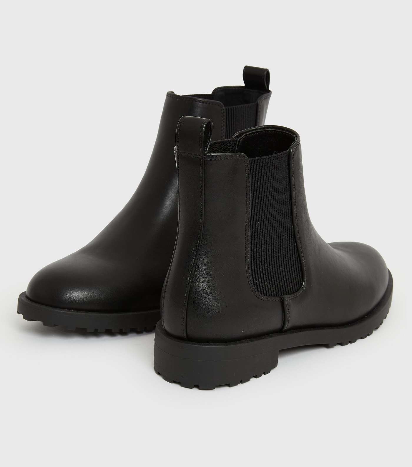 Black Leather-Look Cleated Chelsea Boots Image 3