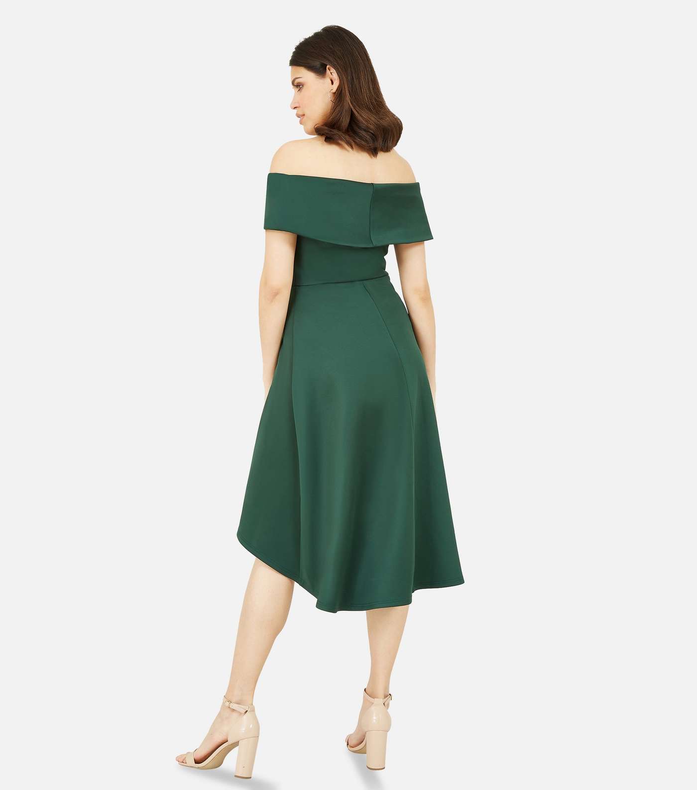 Mela Green Bardot Dip Hem Midi Dress Image 3