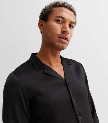 Black Satin Long Sleeve Shirt