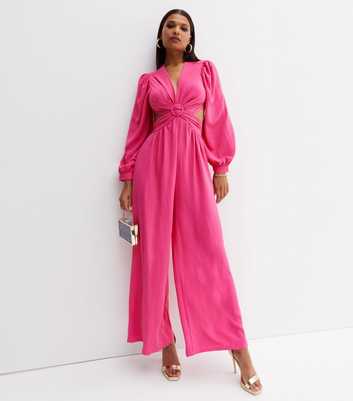 Cameo Rose Bright Pink Cut Out Jumpsuit
