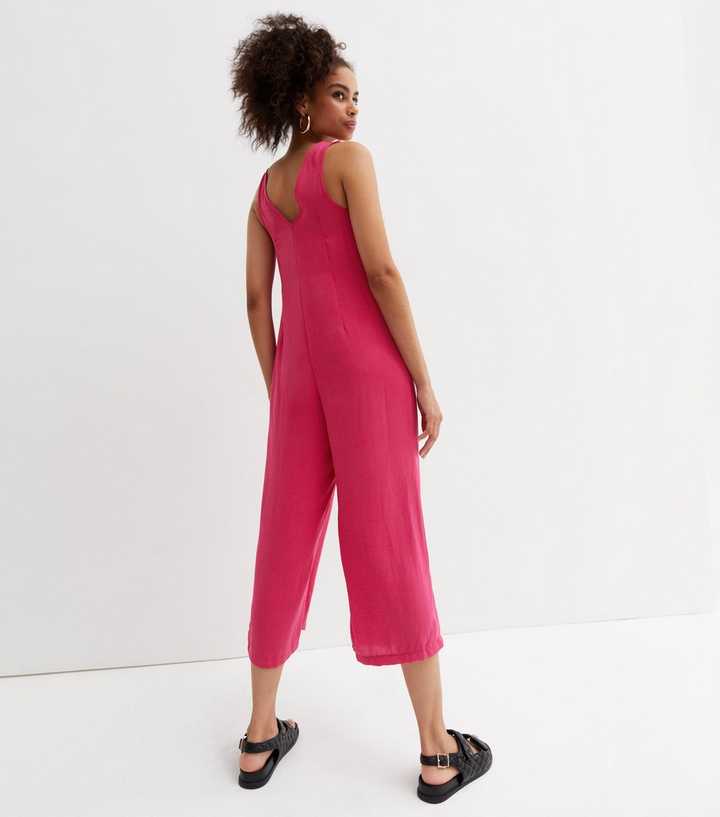 Cropped Jumpsuit New Look Herringbone Jumpsuit Bright Pink