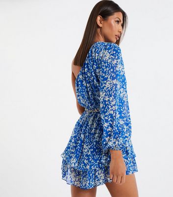 quiz blue floral playsuit