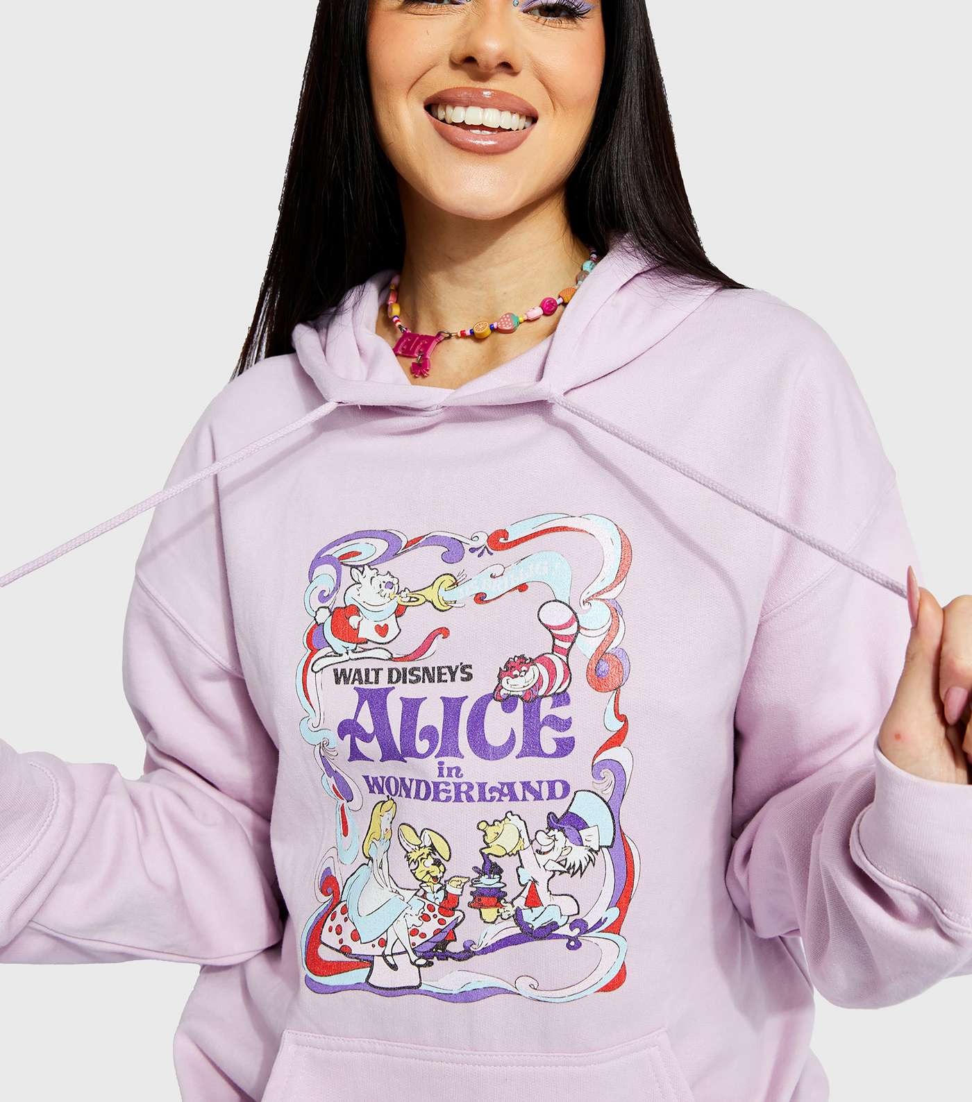 Skinnydip Lilac Alice in Wonderland Logo Oversized Hoodie Image 2