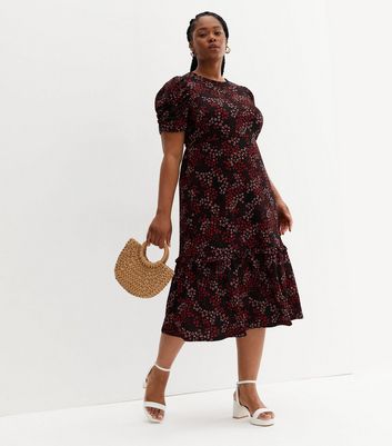 Curves Black Ditsy Floral Crinkle 