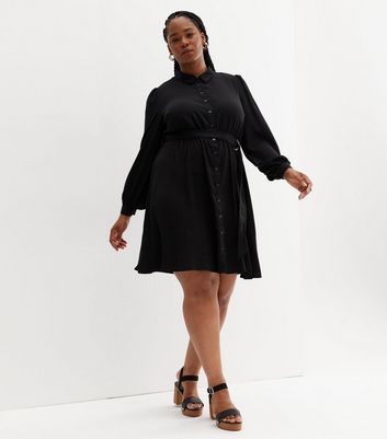 long sleeve short black dress plus size