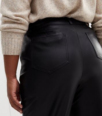New Look faux leather straight leg trousers in silver | ASOS