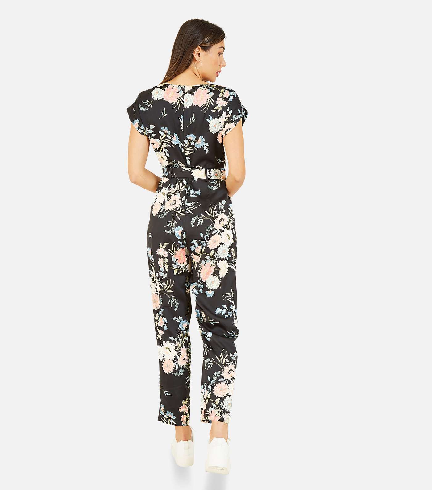 Yumi Black Floral Short Sleeve Jumpsuit Image 3