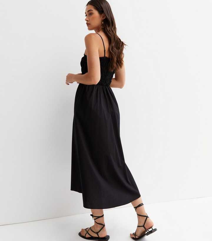 13+ Black Poplin Midi Dress