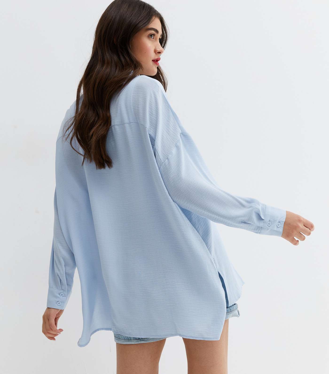 Pale Blue Long Sleeve Oversized Shirt Image 4