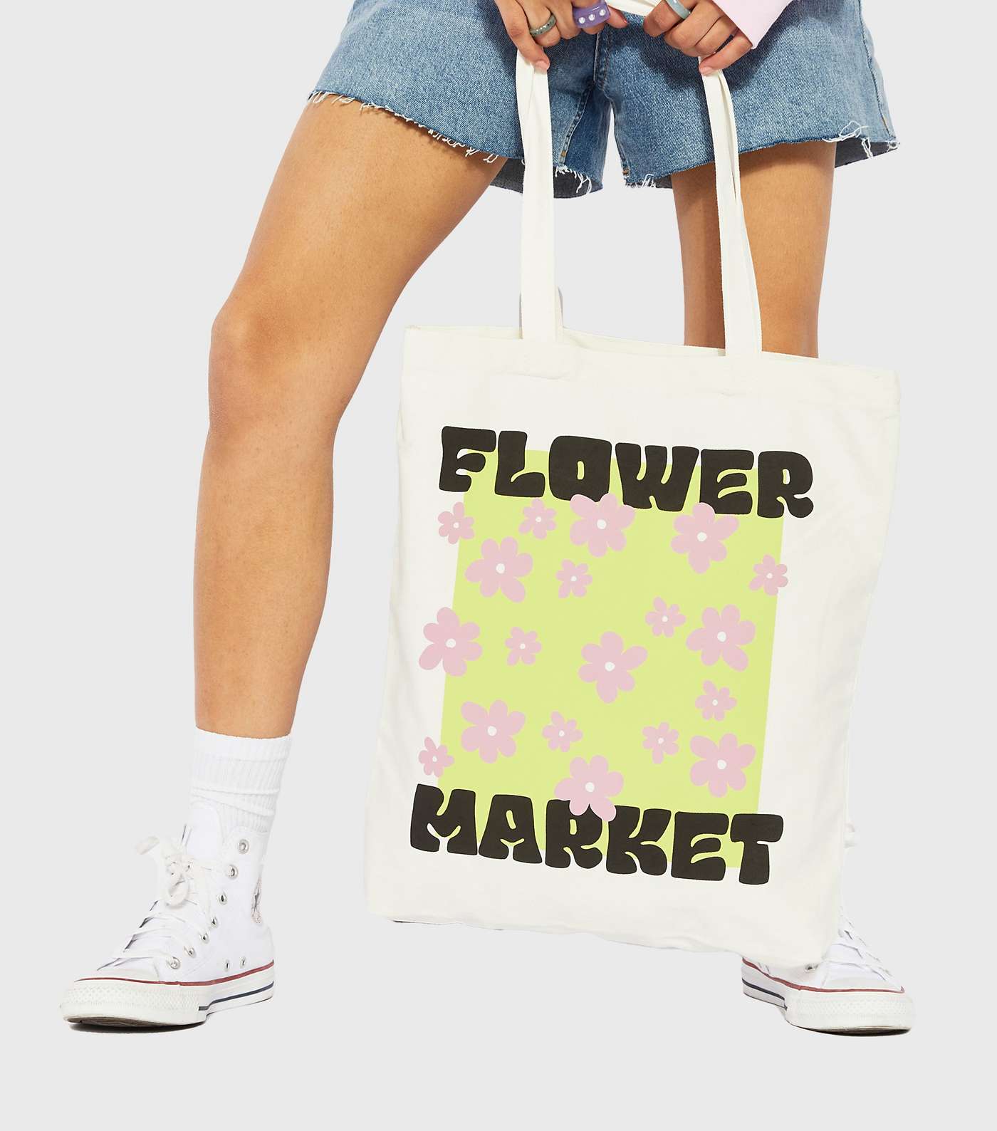 Skinnydip Green Flower Market Floral Logo Tote Bag Image 3