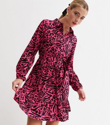 Pink and black shop tiger print dress