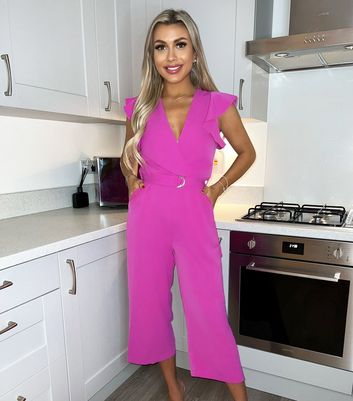 AX Paris Bright Pink Frill Wrap Crop 