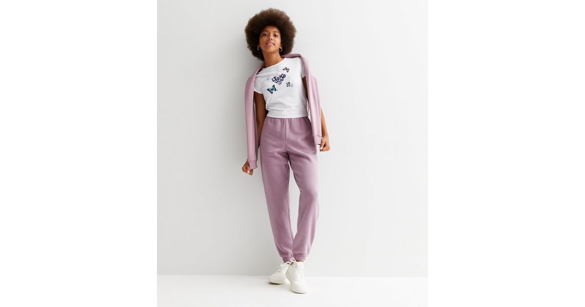 Girls Lilac High Waist Cuffed Joggers | New Look