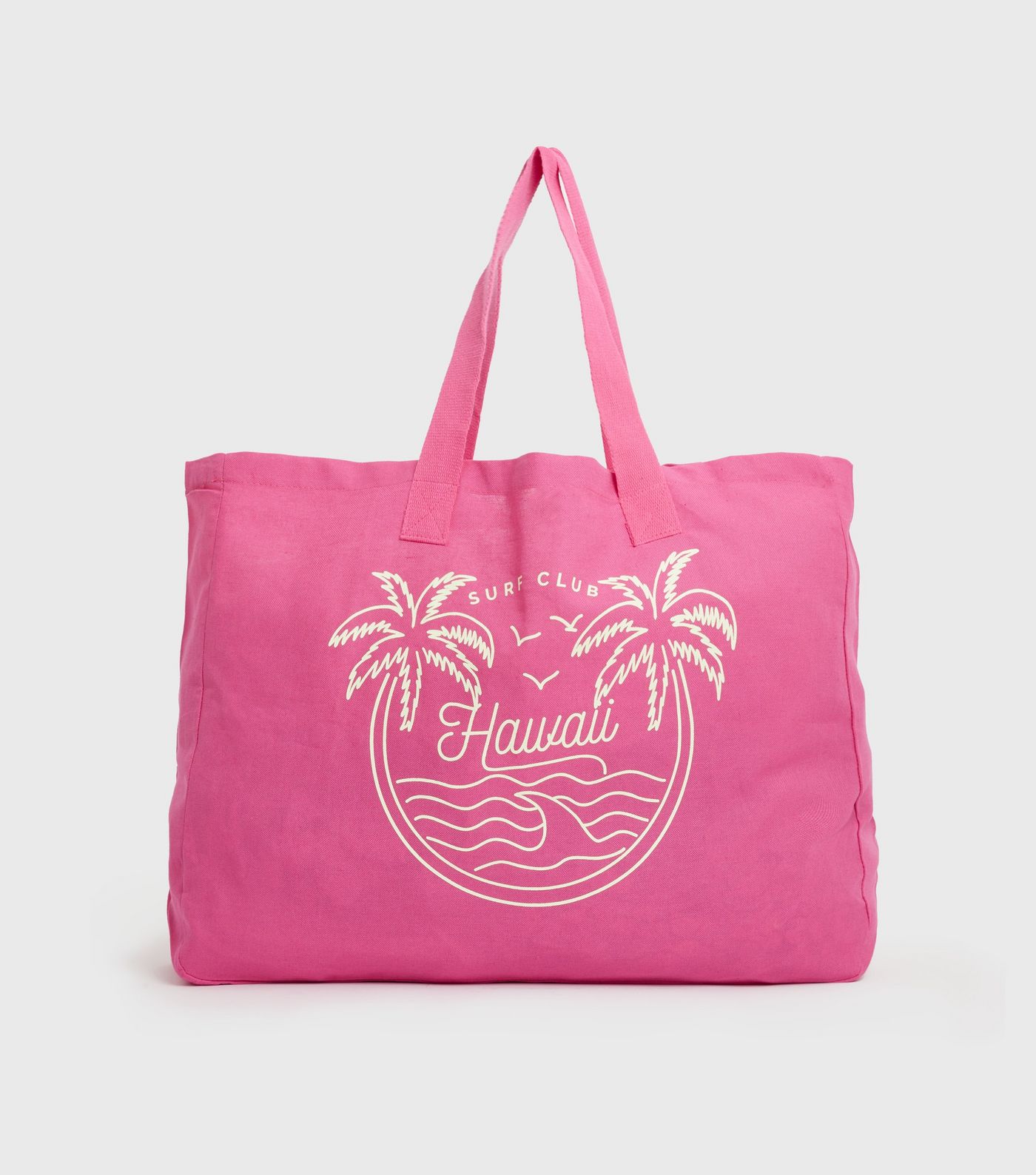 Bright Pink Canvas Hawaii Logo Tote Bag - NEW LOOK