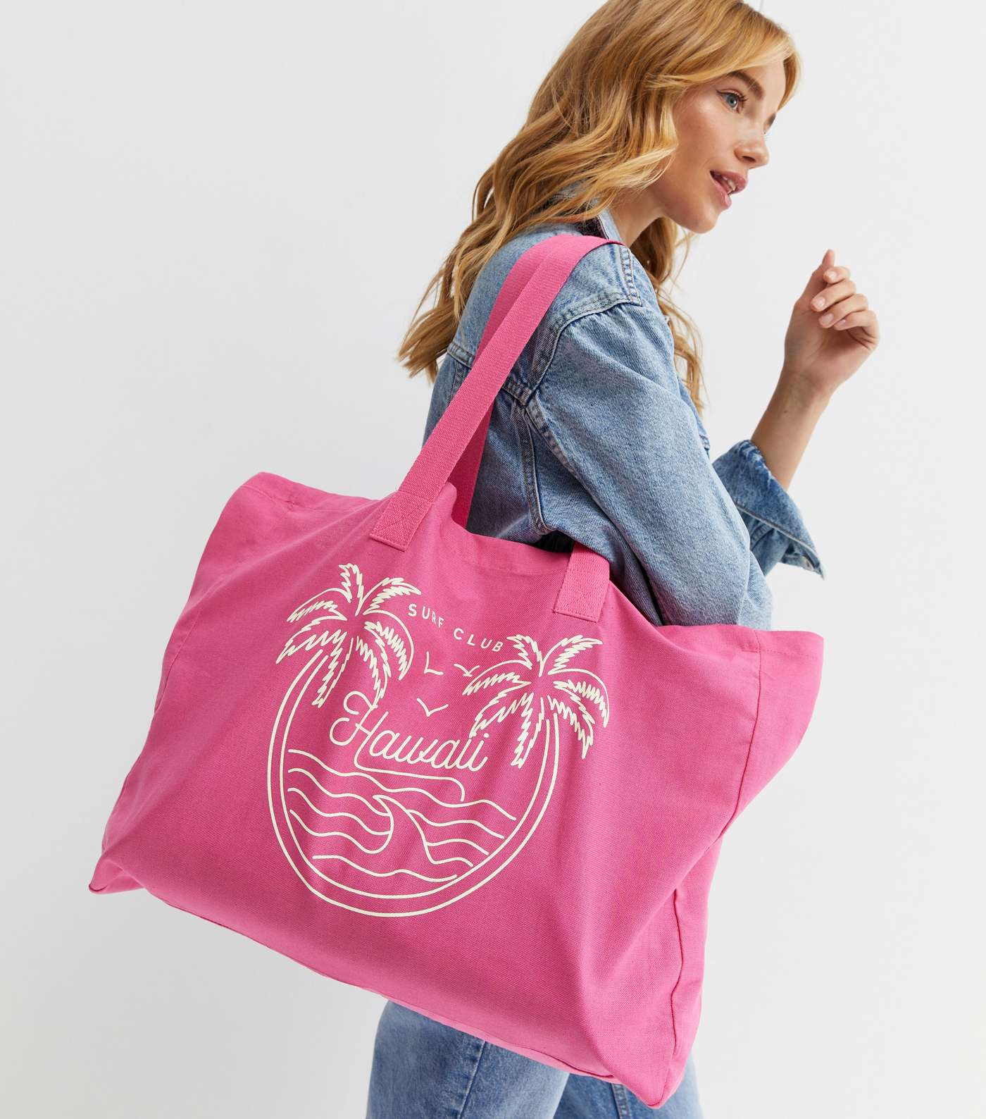 Bright Pink Canvas Hawaii Logo Tote Bag Image 2