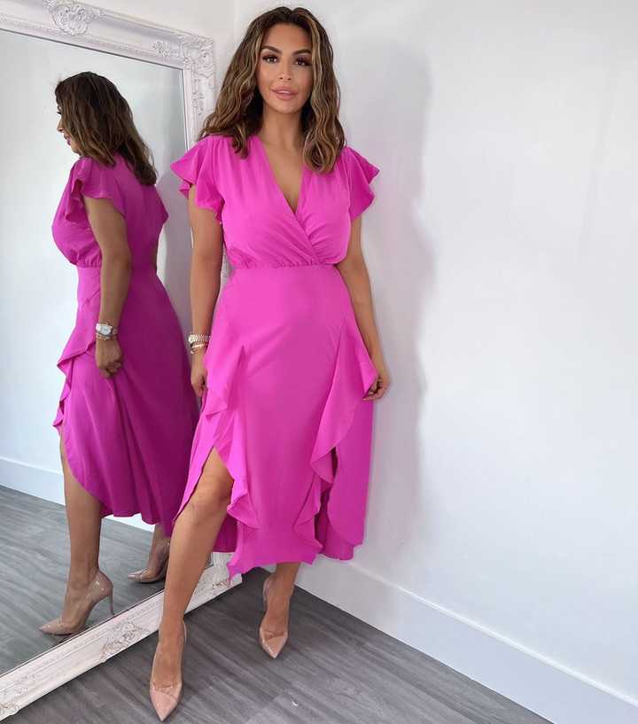 Hot Pink Cut Out Midi Dress – AX Paris