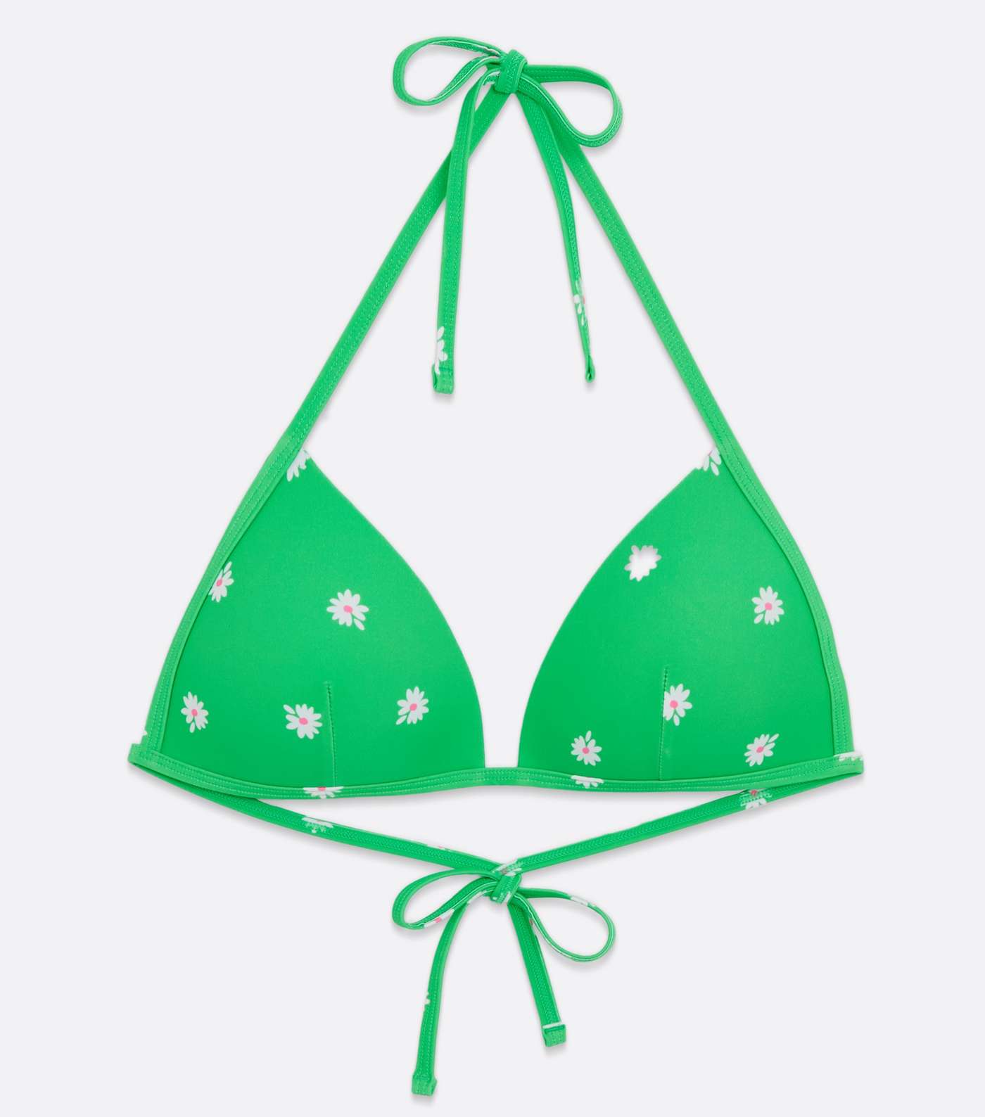 Green Daisy Halter Moulded Triangle Bikini Top Image 5