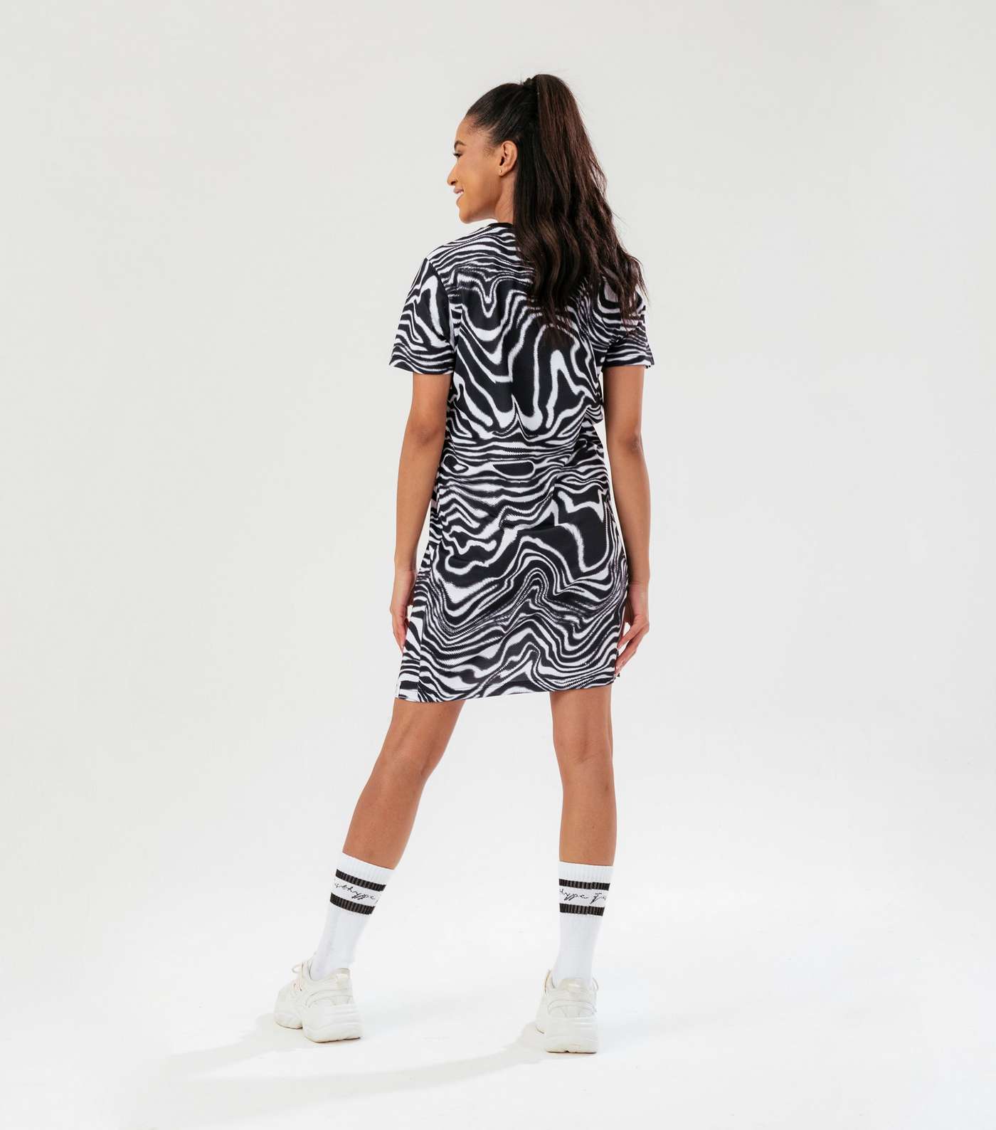 HYPE Black Zebra Print T-Shirt Dress Image 3
