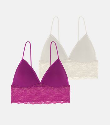 Dorina 2 Pack Lilac and White Lace Bralettes
