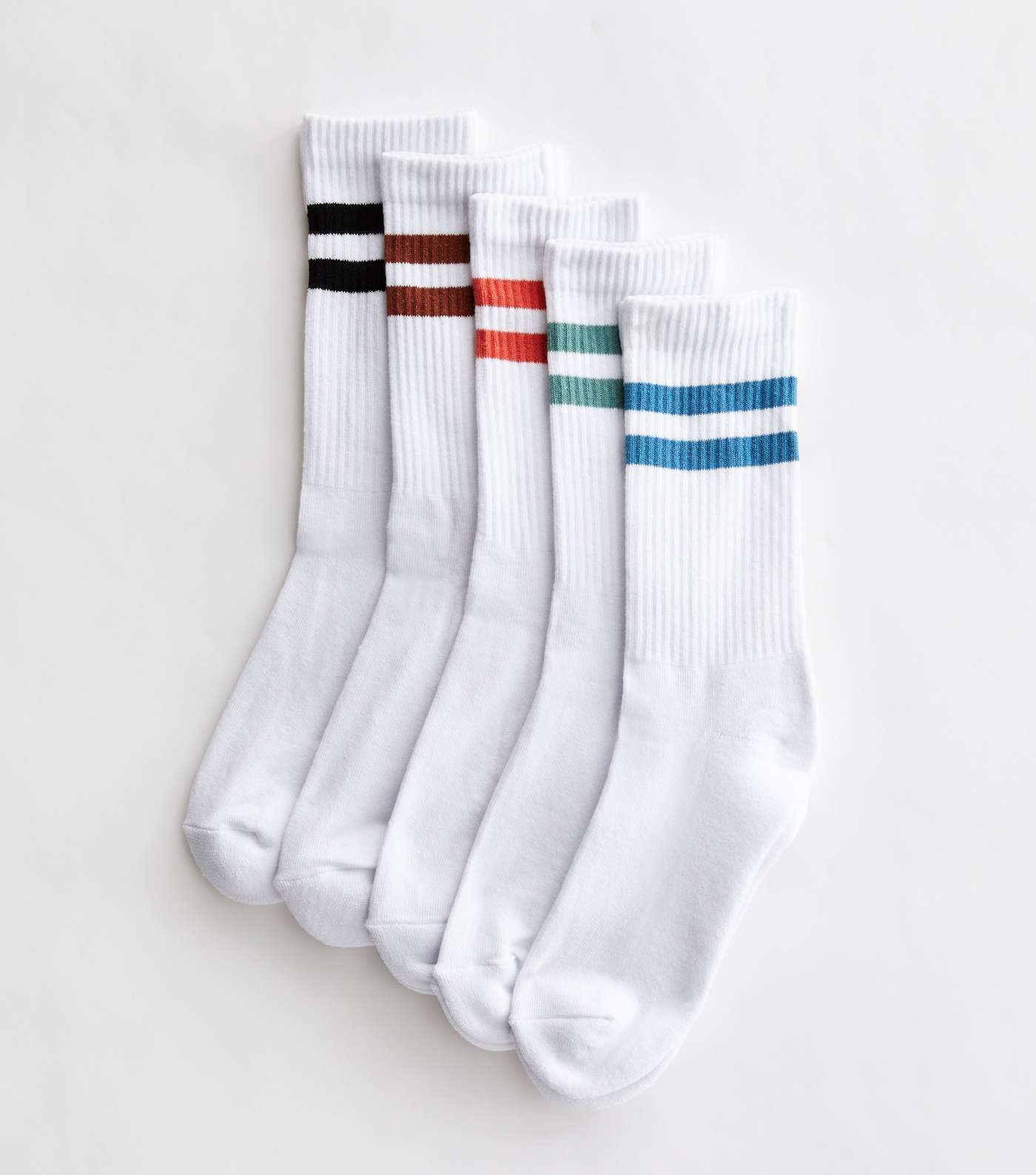 5 Pack White Stripe Sport Socks