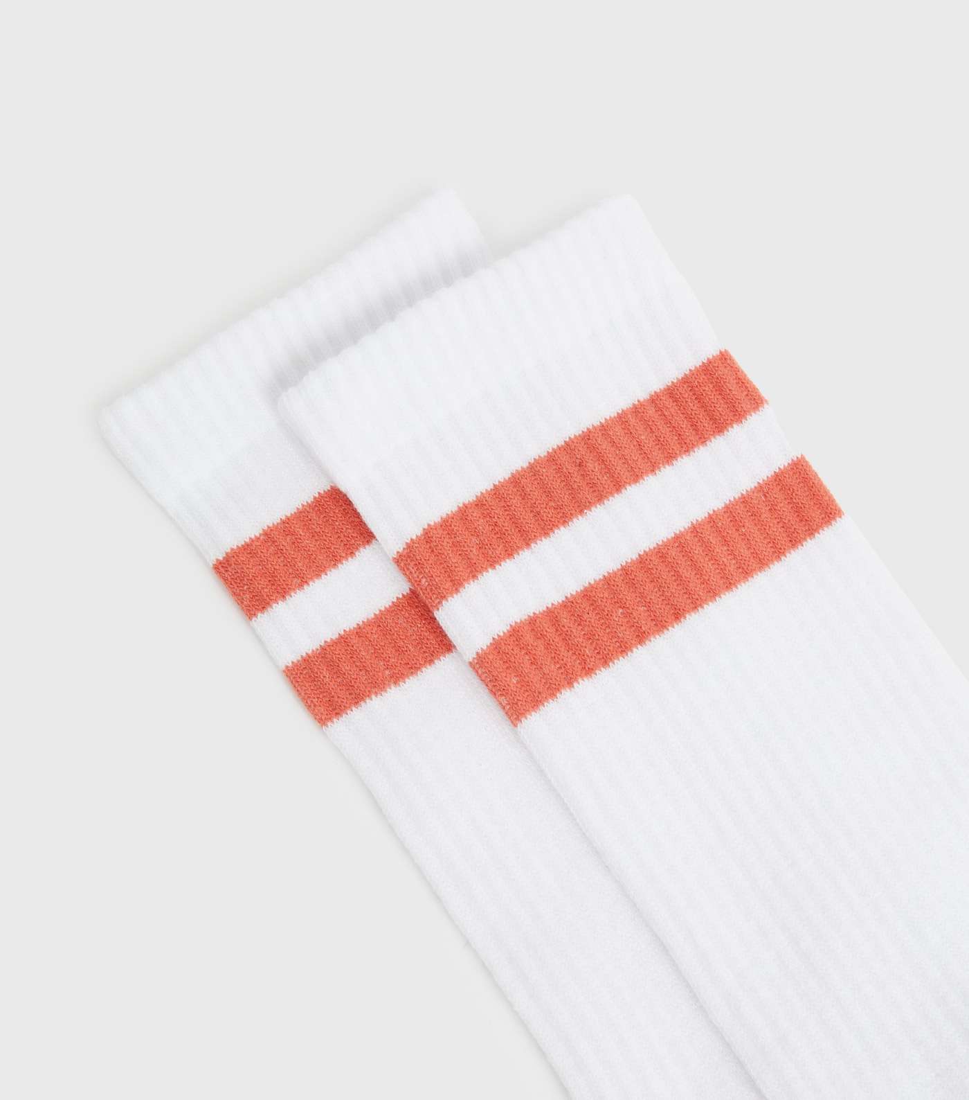 Orange Double Stripe Ribbed Socks Image 2