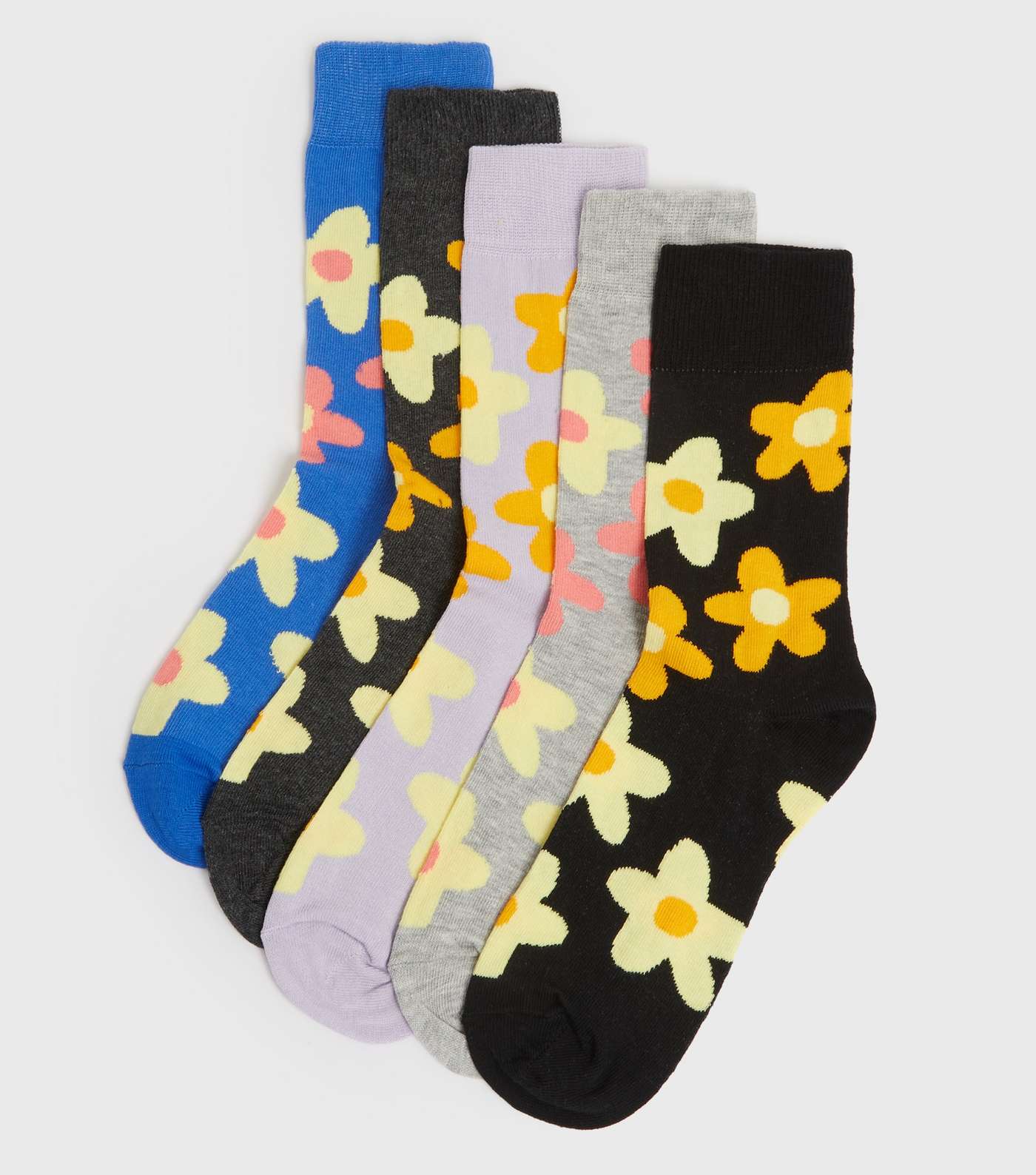 5 Pack Multicoloured Flower Socks