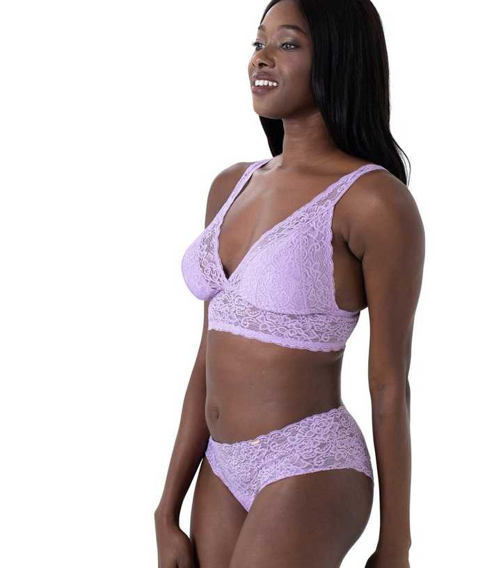 Dorina 2 Pack Purple and Off White Lace Bralettes