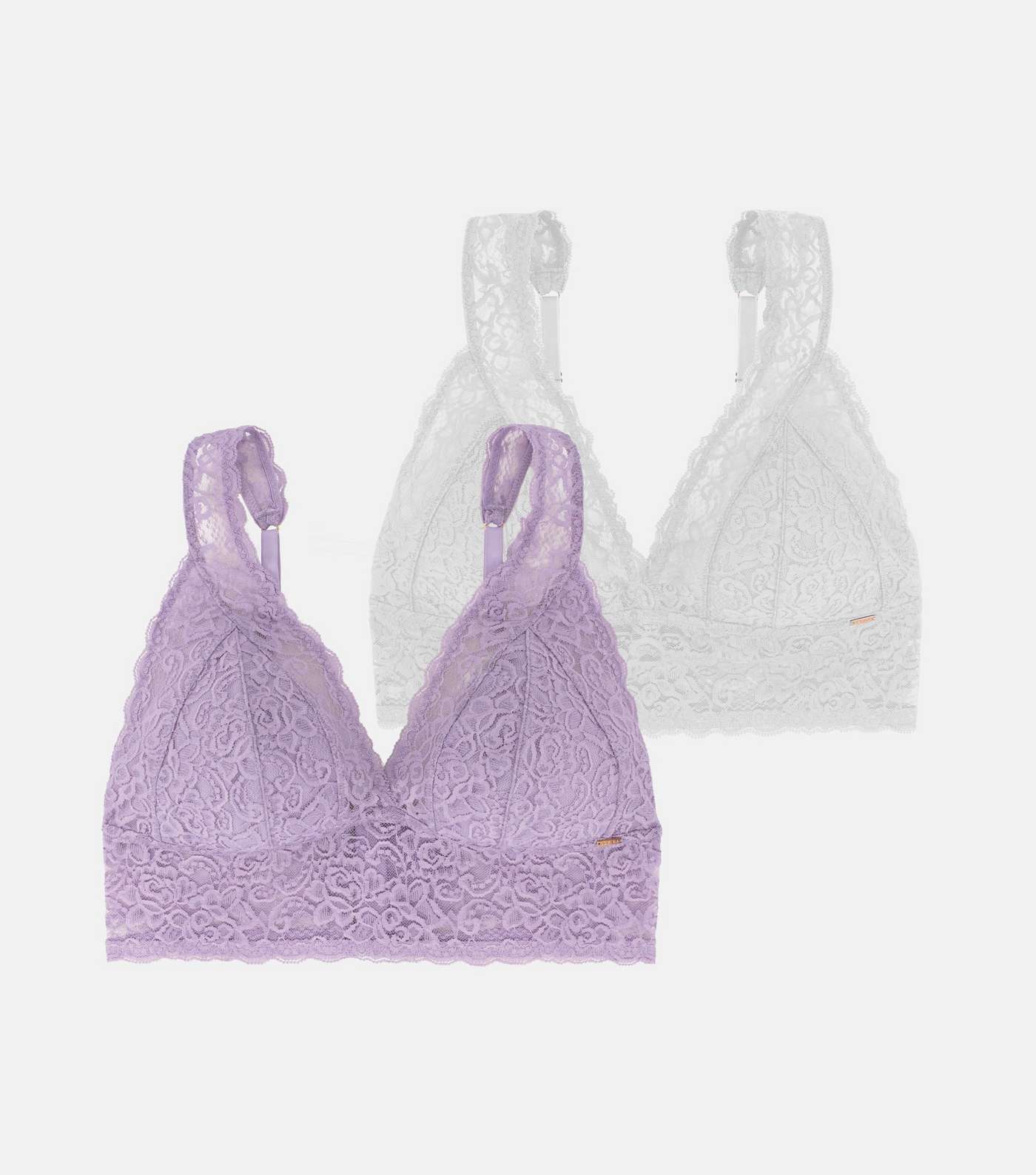 Dorina 2 Pack Lilac and White Lace Bralettes Image 5