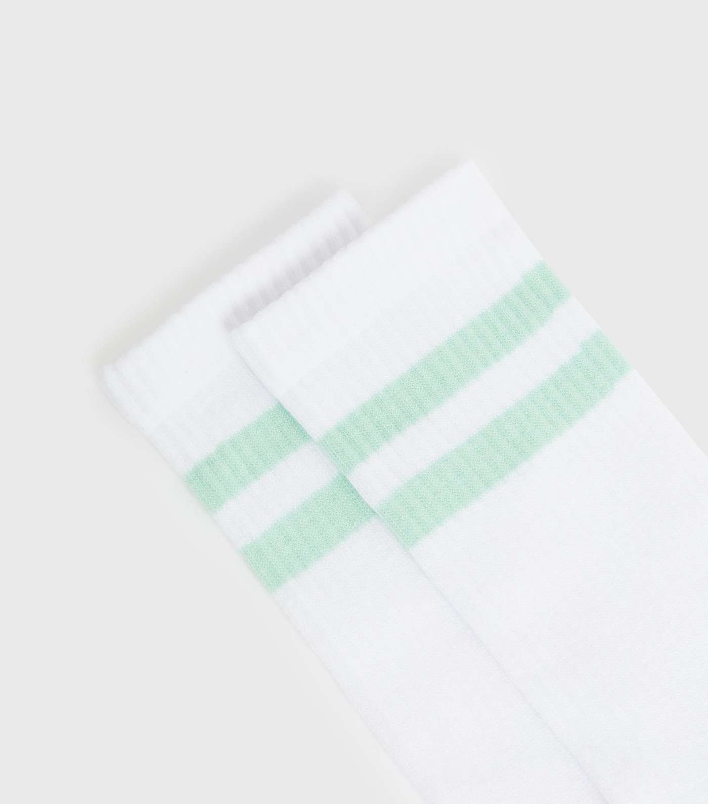 Light Green Double Stripe Ribbed Socks Image 2