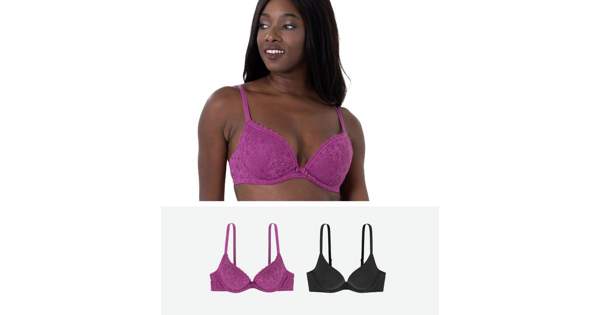 New Look Plum Floral Lace Push-Up Bra, w/ Side Cross-straps (Multiple  Sizes)