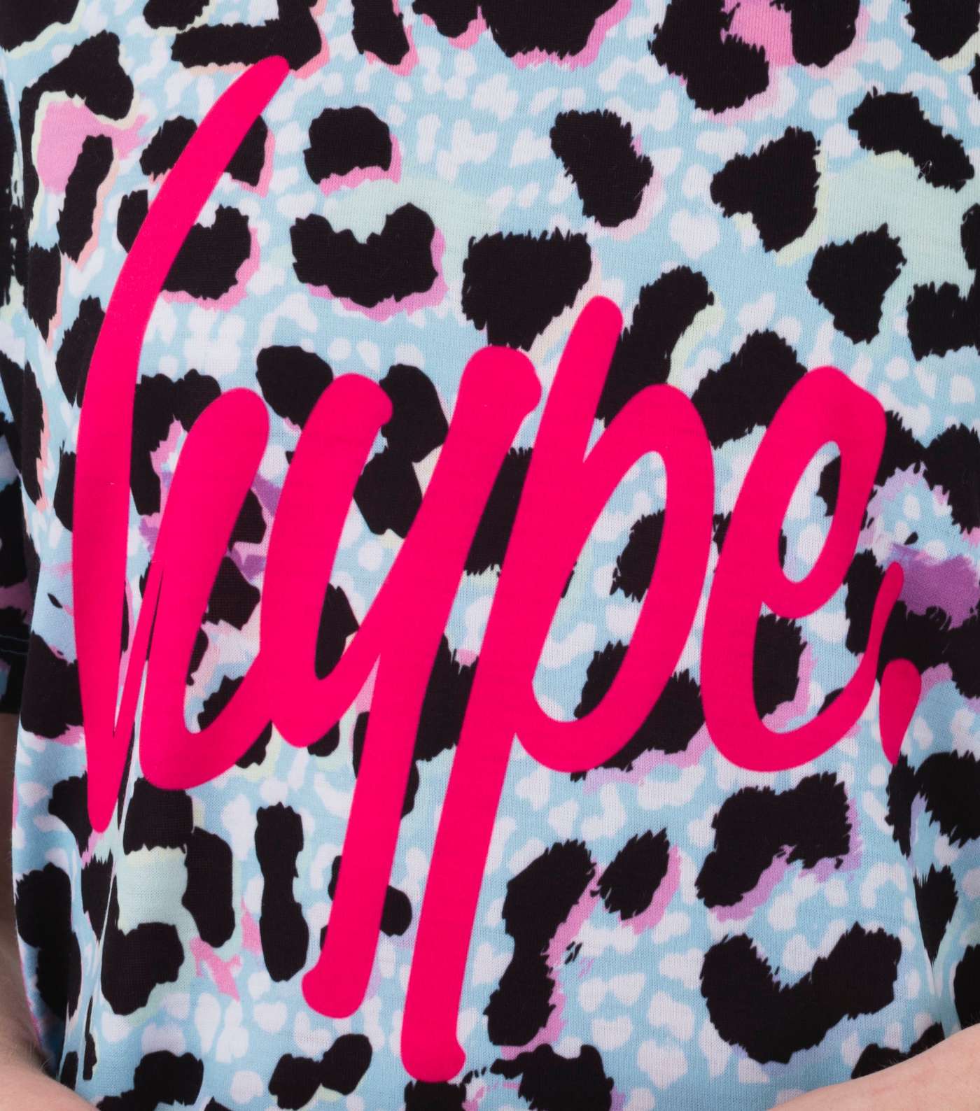 HYPE KIDS Blue Leopard Print Logo T-Shirt Image 4