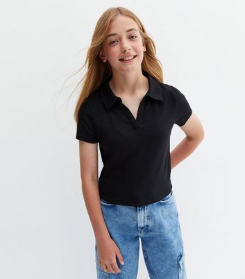 Girls black polo on sale shirts