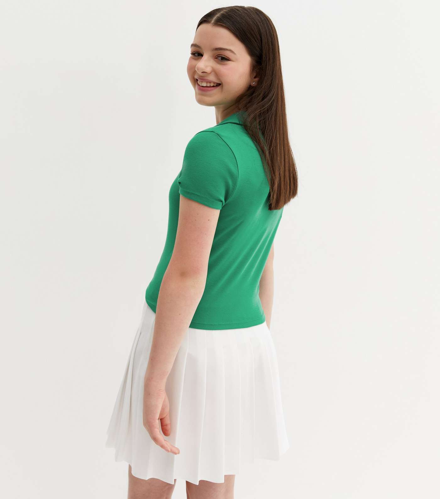 Girls Dark Green Polo T-Shirt Image 4