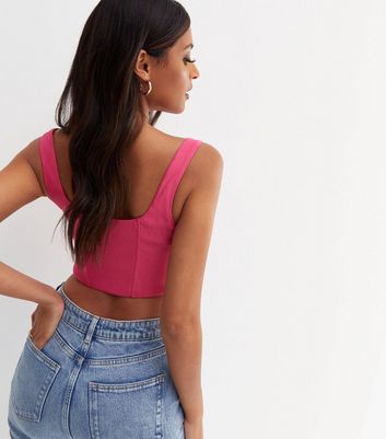 Neon pink best sale square neck crop