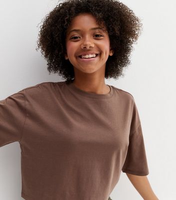 Girls brown t on sale shirt