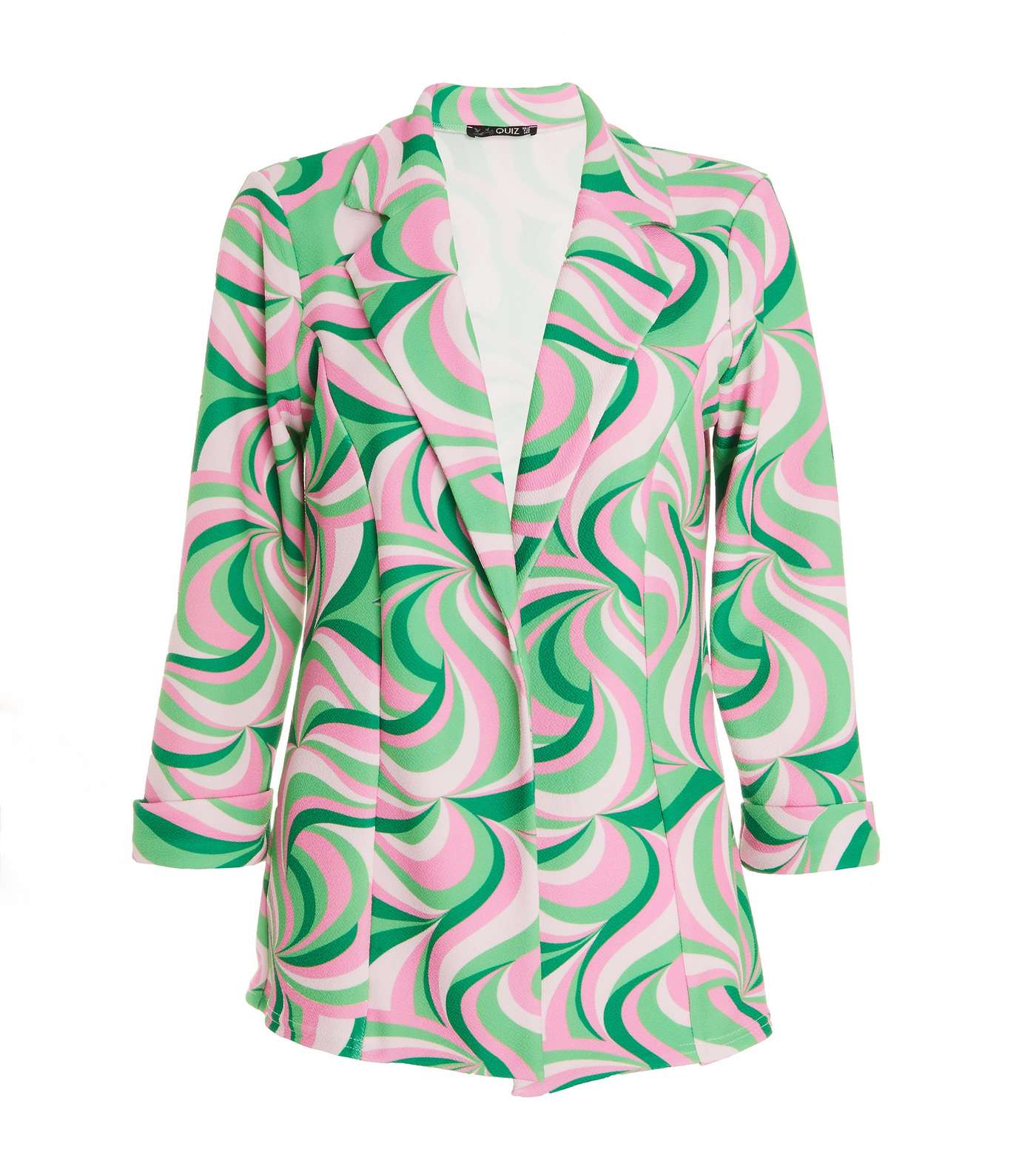 QUIZ Green Swirl 3/4 Sleeve Blazer Image 4