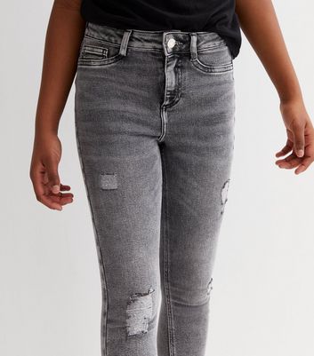 Womens grey best sale ripped skinny jeans