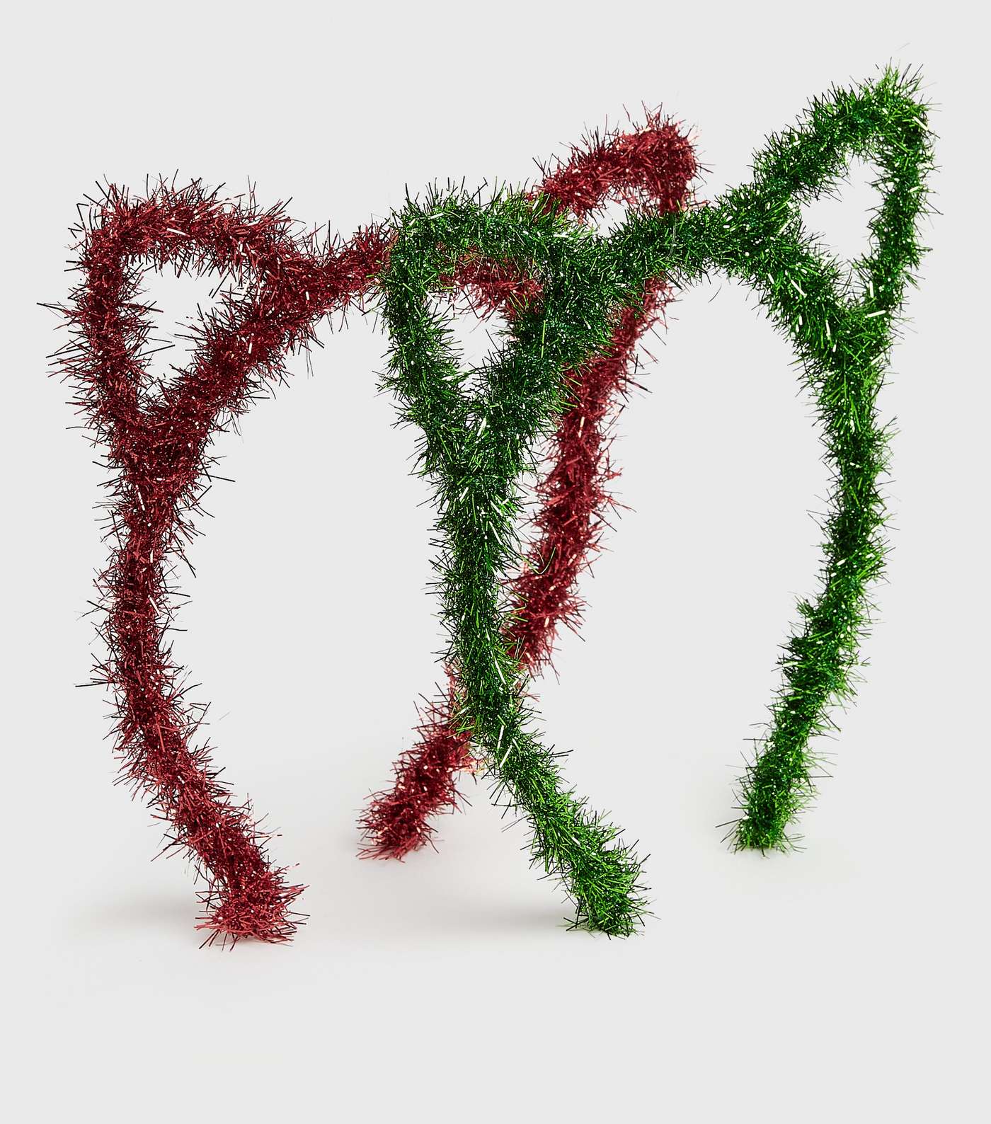 2 Pack Red and Green Tinsel Cat Ear Headbands Image 3