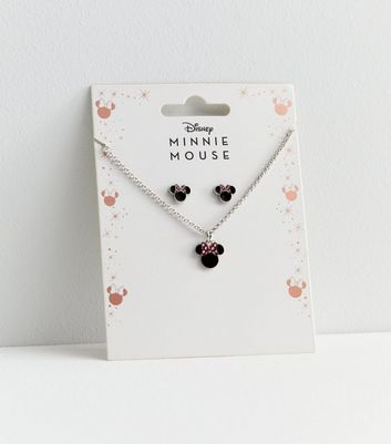 Minnie mouse earrings hot sale and necklace set