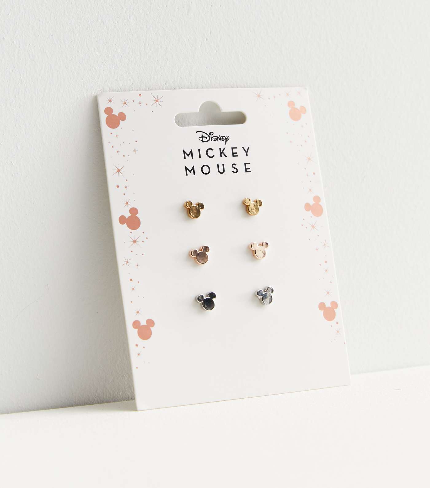 3 Pack Silver Gold and Rose Gold Disney Mickey Mouse Earrings
