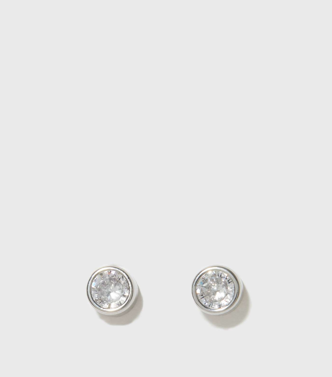 Sterling Silver Diamanté Circle Stud Earrings Image 2